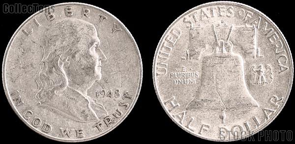Franklin Silver Half Dollars (1948-1963) 3 Different Coin Lot G+ Condition