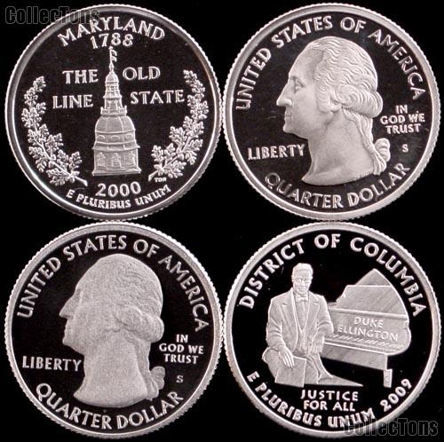 90% US Proof Silver Quarters 1999-2021 $1 Face Value Lot of 4 Quarters