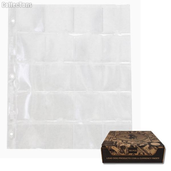 25 Vinyl 20-Pocket Coin Pages for 2x2 Holders