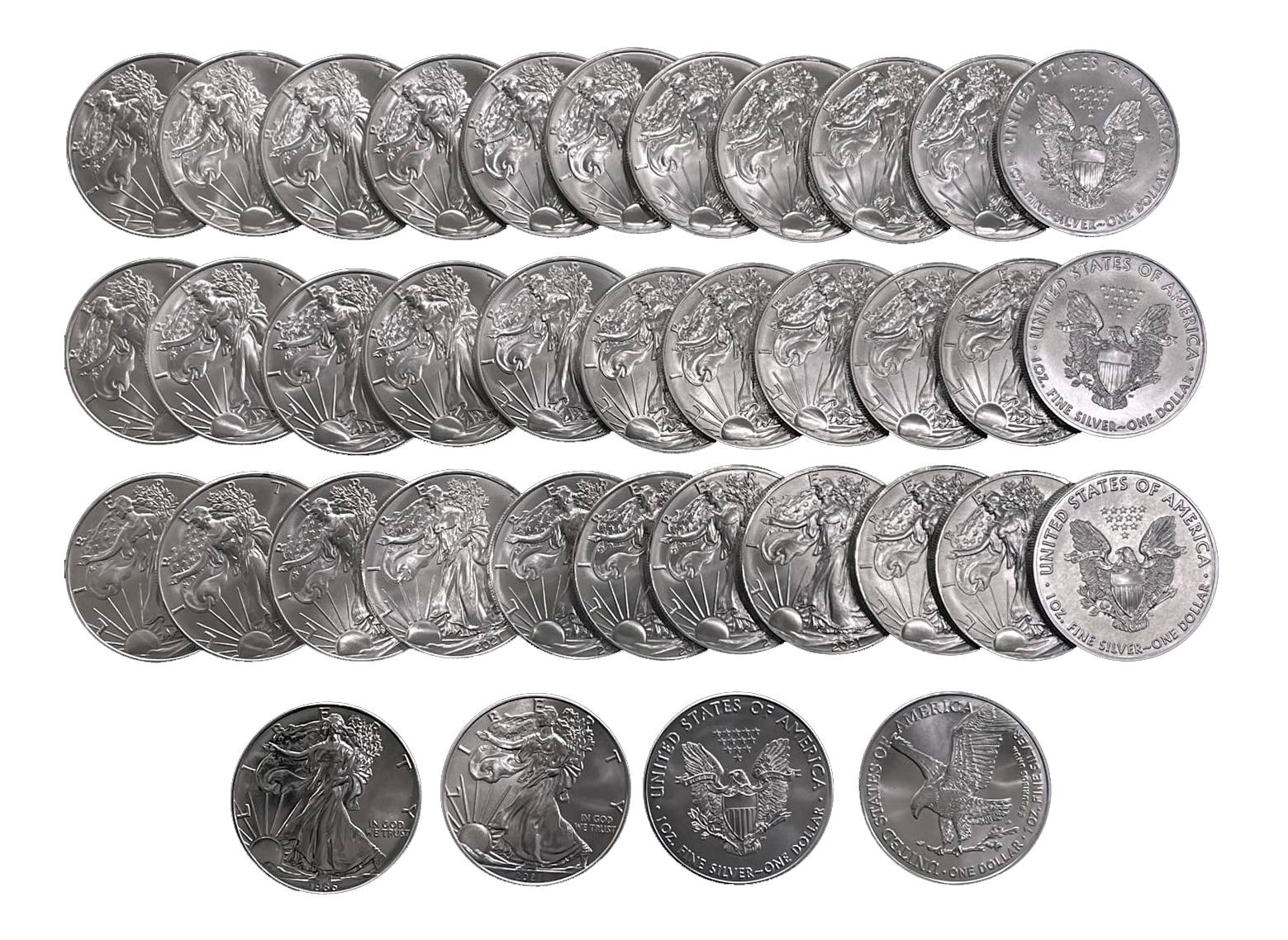 Silver Eagle Complete Set of BU American Silver Eagle Dollars 1986 to 2024 Includes Type 1 and Type 2 from 2021