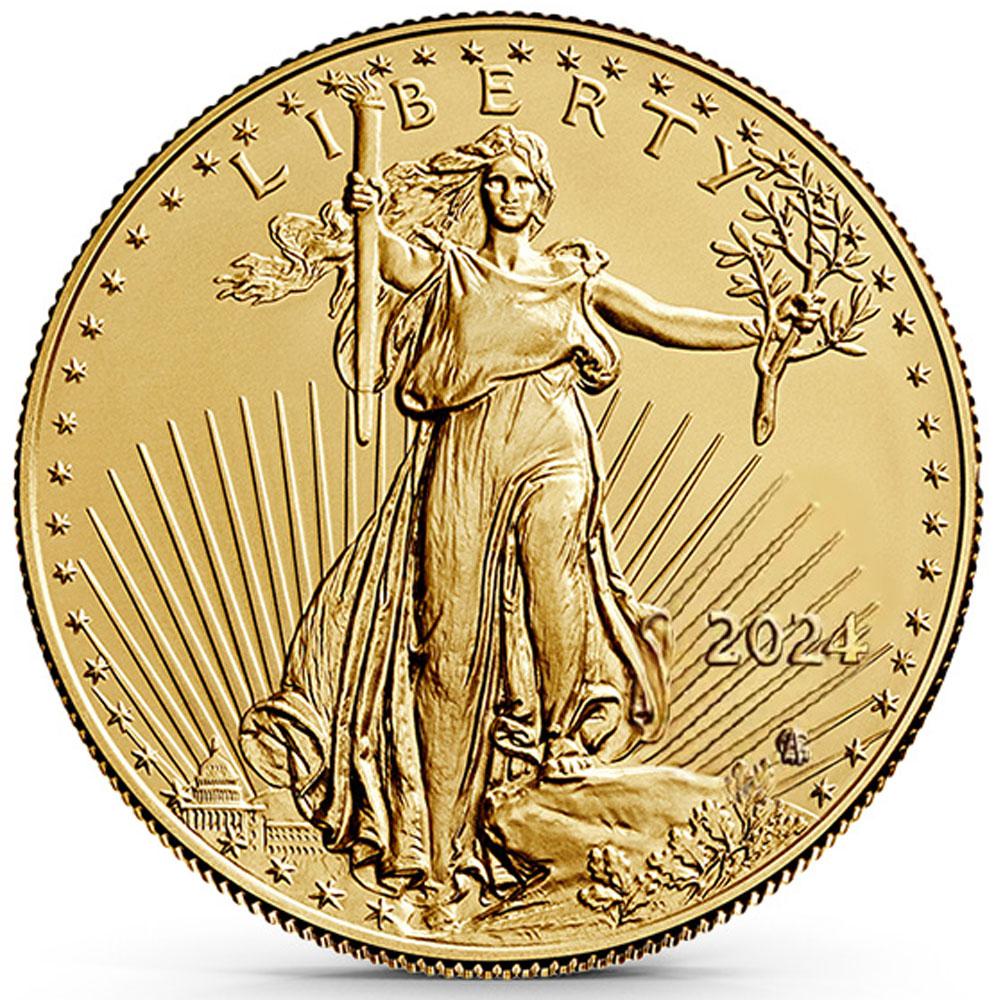 2025 GOLD $5 American Eagle Coin 1/10th Ounce in Capsule