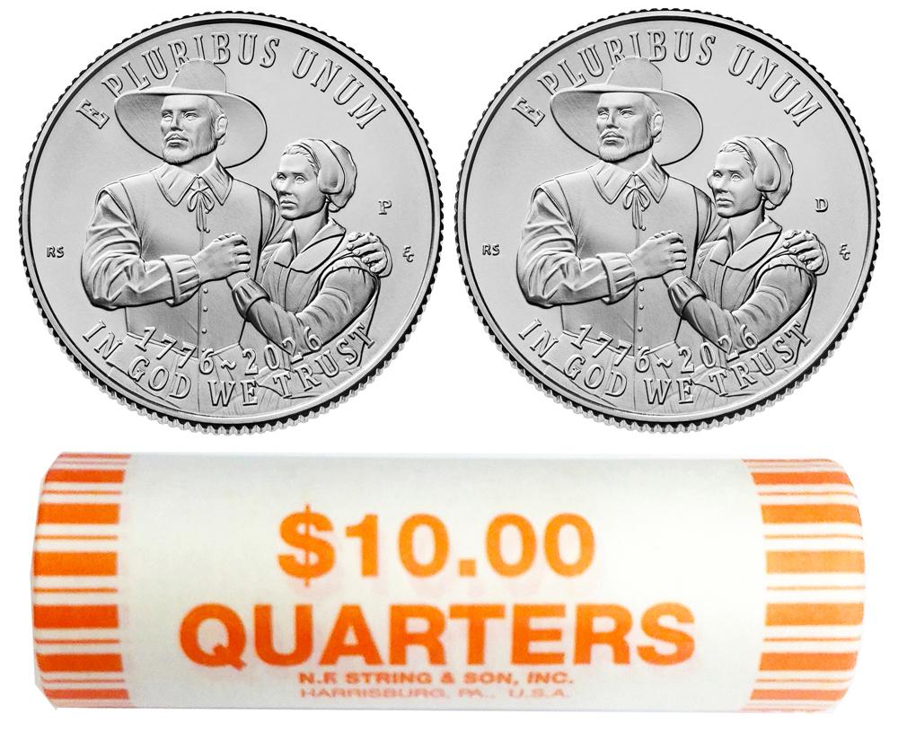 2026 P & D Mayflower Semiquincentennial Quarter ROLLS GEM BU