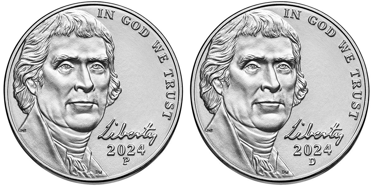 2024 P & D Jefferson Nickels Gem BU (Brilliant Uncirculated)