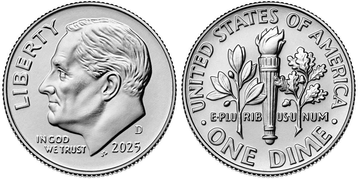 2025-D Roosevelt Dime GEM BU 2025 Dime Perfect for Album