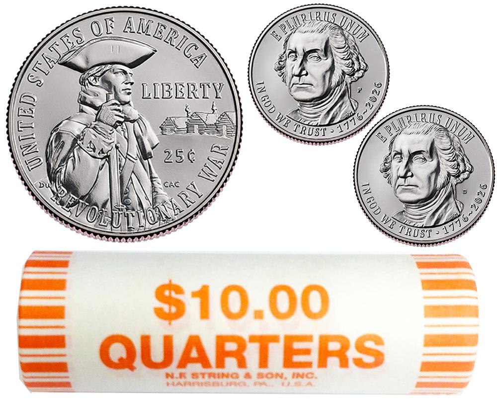 2026 P & D Revolutionary War Semiquincentennial Quarter ROLLS GEM BU