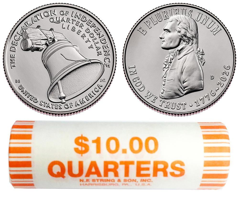 2026-D Declaration of Independence Semiquincentennial Quarter ROLL GEM BU