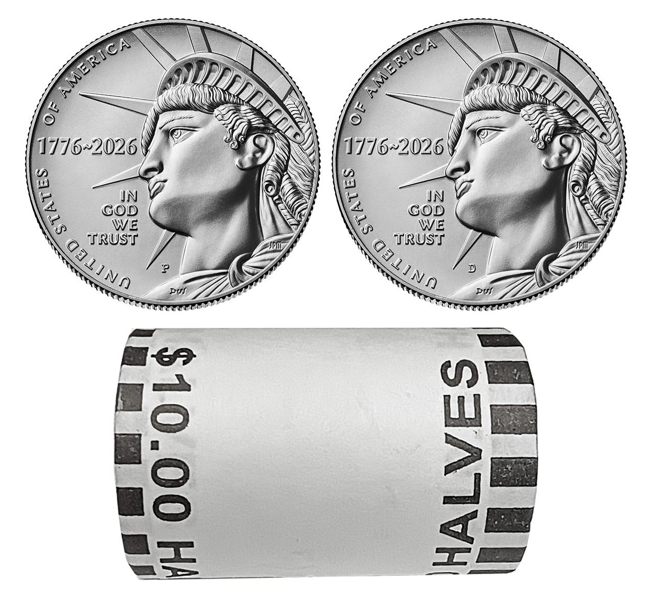 2026 P & D Liberty Half Dollar Semiquincentennial UNC ROLLS
